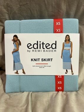 Light Blue Knit Midi Skirt - XS